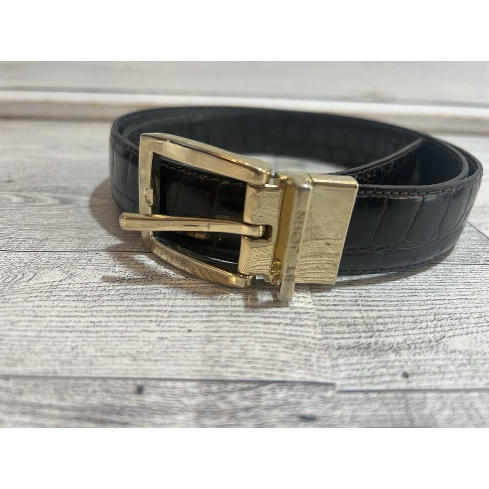 St. Johns Crocodile brown Leather Men's Skin Belt W 1" 42 inch long pin buckle